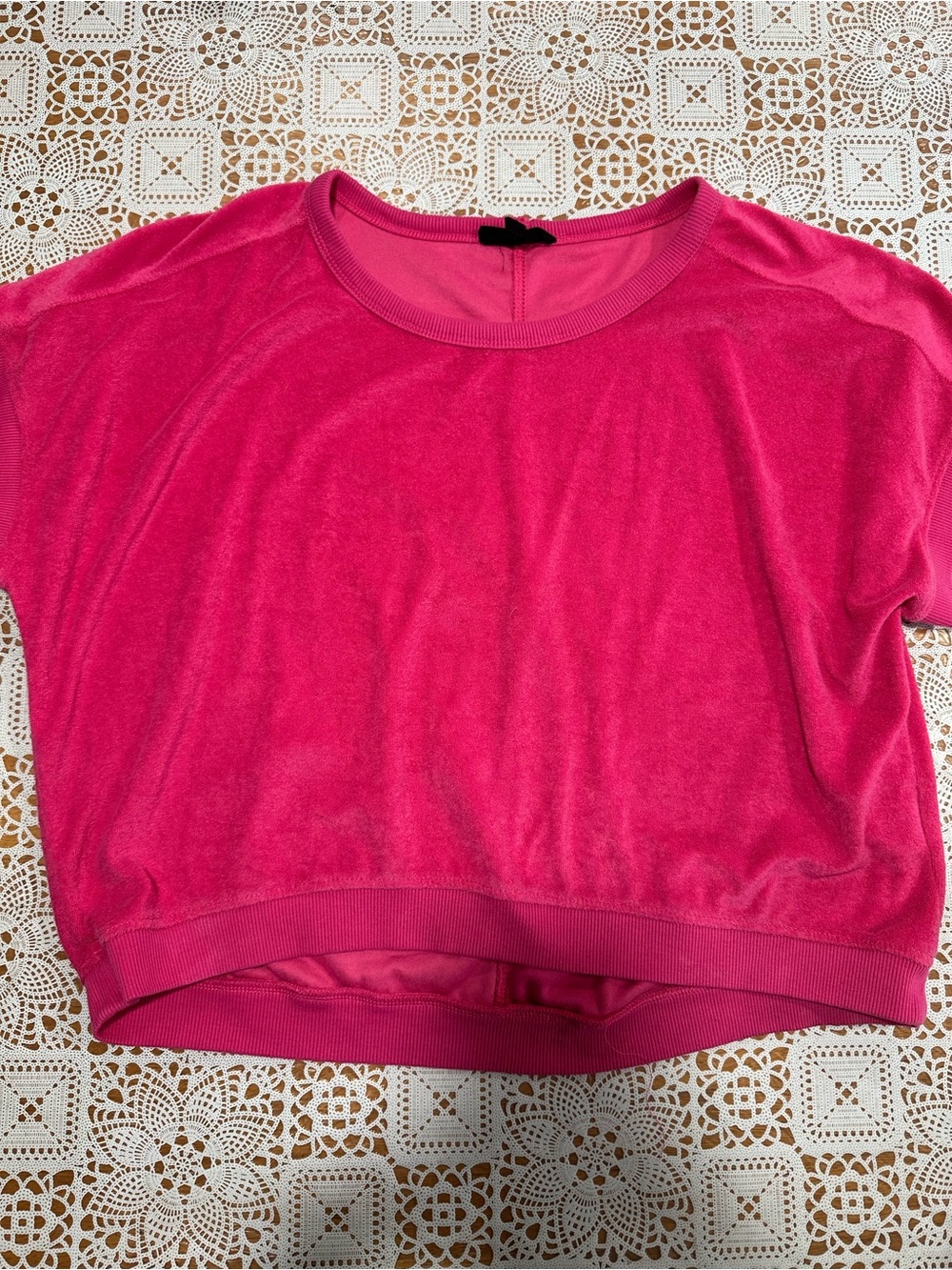 Jane Delancey Pink Velour Feel Cropped Lounge Top Medium